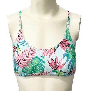 Hurley Girls' Big Triangle Bikini Top Juniors XL Tropical Print Adjustable Multi